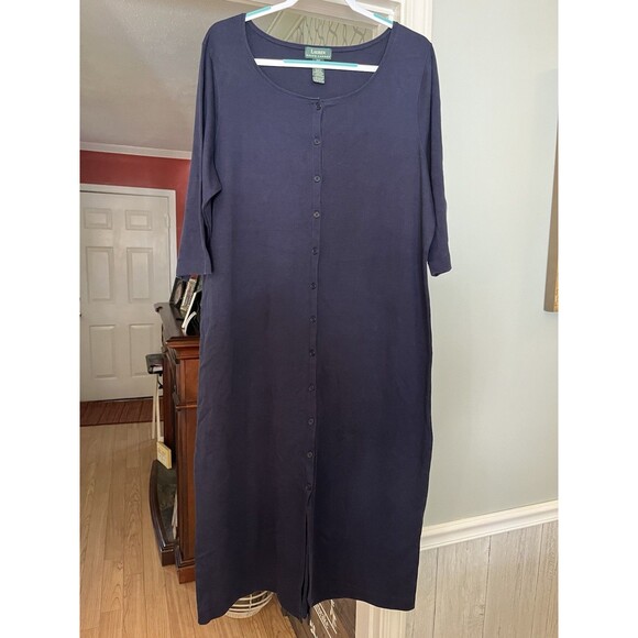 Lauren Ralph Lauren Navy Blue Button Down Dress Sz 2X - EUC - Picture 1 of 12